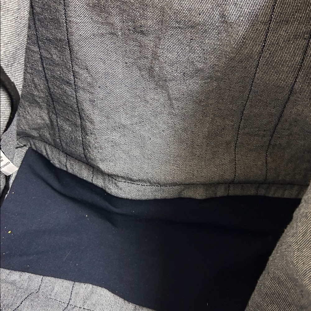 Tote, Dark blue Jean material with a black bottom, zipper pocket on interior - Picture 6 of 7